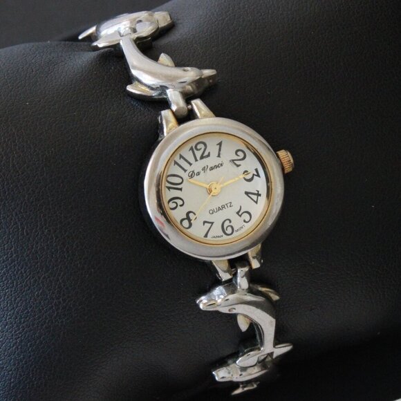 Vintage Ladies Da Vinci Quartz Watch Dolphin Bracelet Used 22mm - Picture 2 of 13